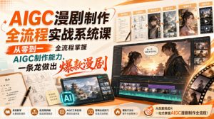 AIGC漫剧制作全流程实战系统课，从零到一全流程掌握AIGC制作能力，一条龙做出爆款漫剧-资源站