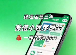 月收益稳定1W+的微信小程序，前期积累客户，后期躺平养老，小白轻松上手-资源站